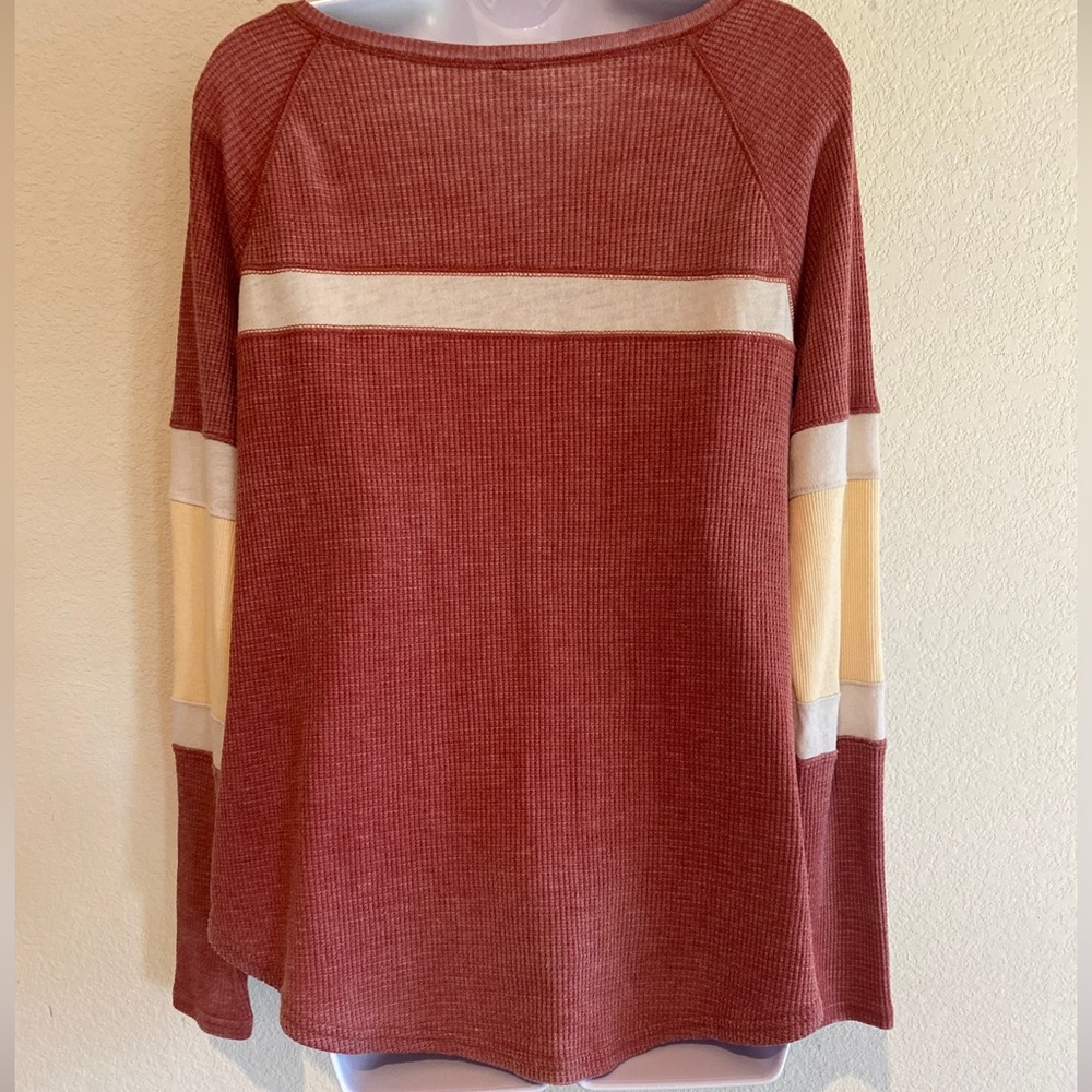 We The Free By Free People Ribbed Thermo Oversized Henley Blouse TP + XS - Picture 5 of 11